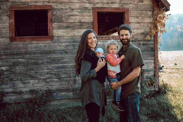  Family in front of barn, Fresh Valley Farms, farm job, Armstrong bc