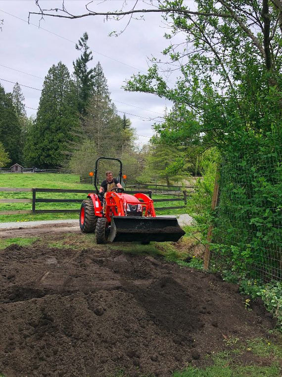 tractor at soil & shovel farm, langley, bc, young agrarians, farm jobs