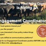 JOB: KOOTENAYS, BC – Central Kootenay Food Policy Council, Engagement Coordinator