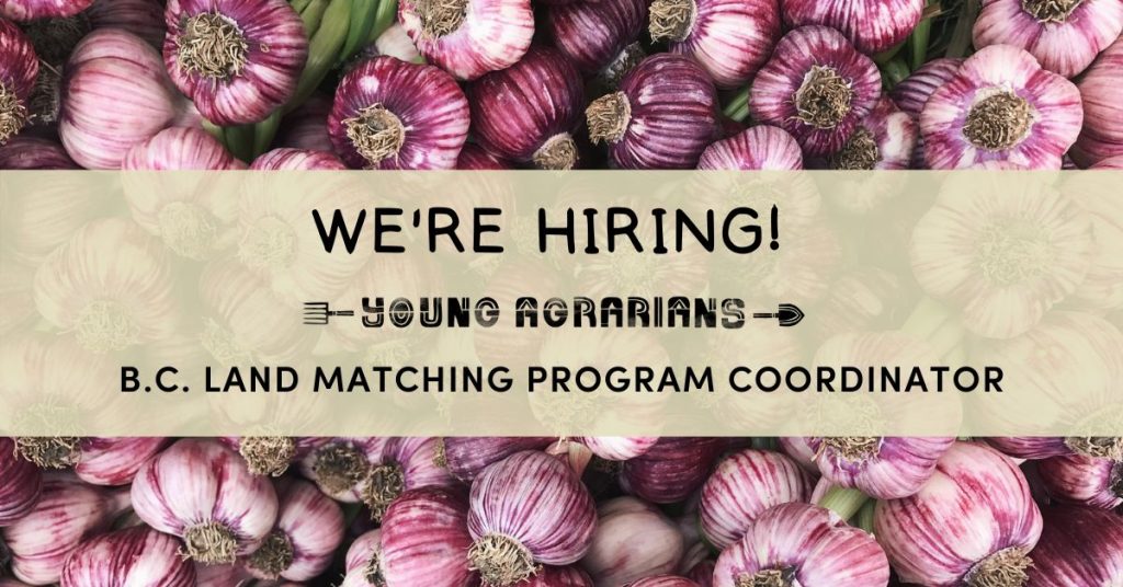 Hiring - BC Land Matching Program Coordinator Young Agrarians