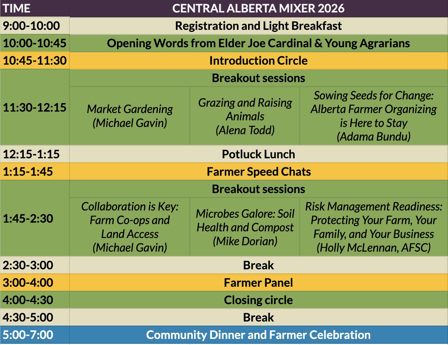 Central AB Mixer 2026 schedule